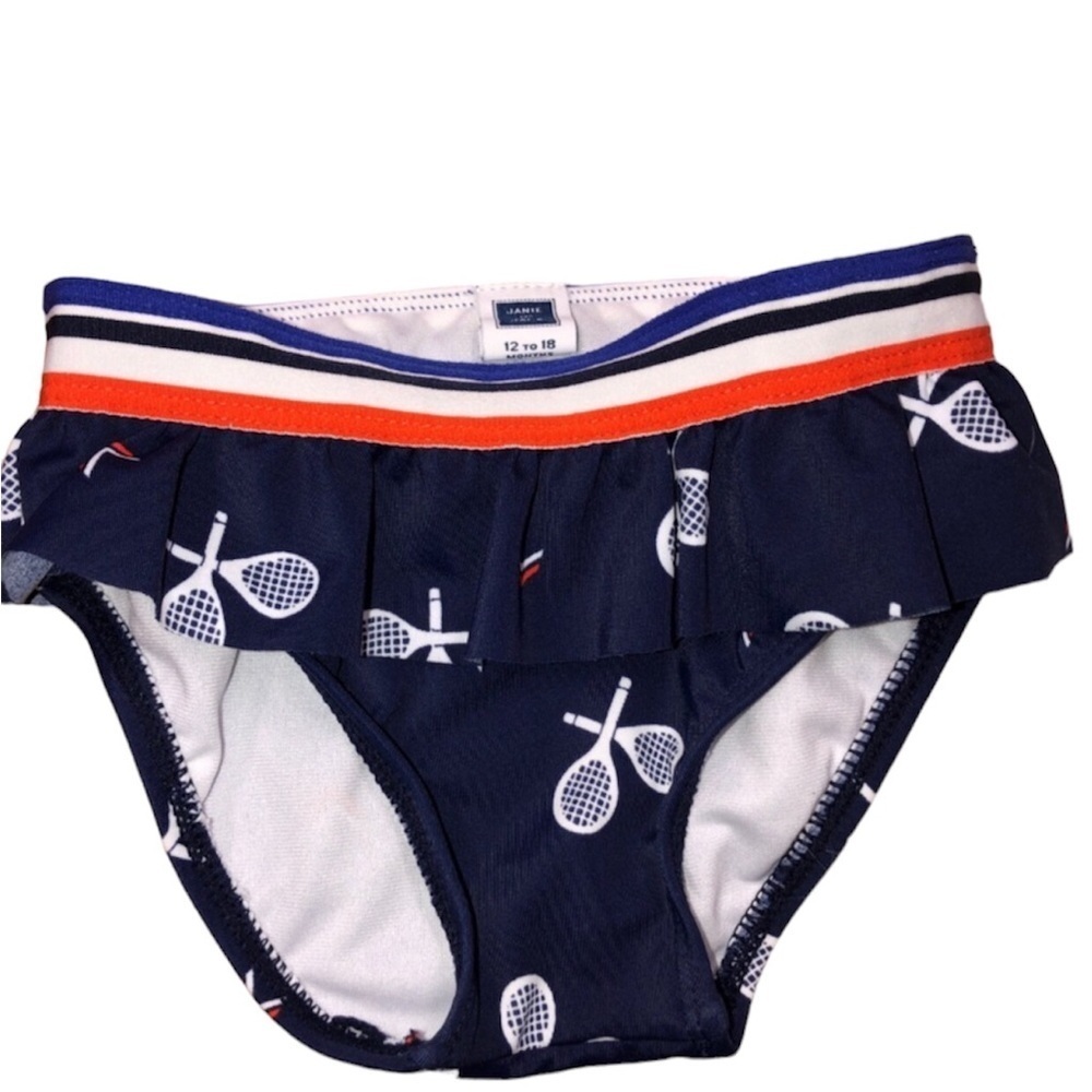 Janie & Jack Little Girls 12-18 Months Navy Blue Tennis Swim Bottoms